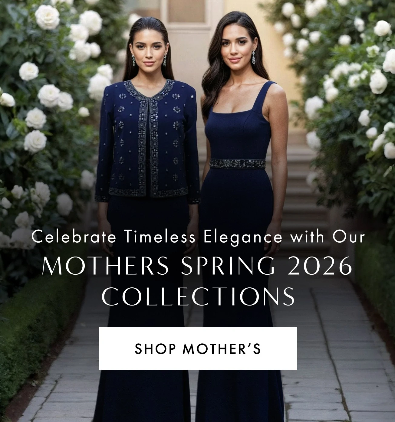 Models wearing Terani mother of the bride dresses, mobile banner